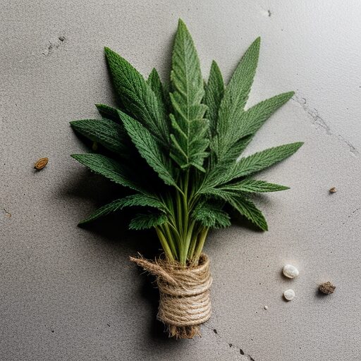 A marijuana plant on a gray background.